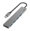 Разветвитель USB 3.2 Hama Slim 4порт. серый (00200101)