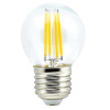 n7gv50elc ecola globe led 5,0w g45 220v e27 4000k 360° filament прозр. нитевидный шар (ra 80, 100 lm/w) 68х45