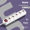 сетевой фильтр buro 500zp-3 3м (5 розеток) белый (коробка)