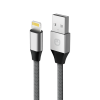 dcs8pinunc unico кабель lightning - usb, 2,1а, 480 мбит/с, нейлон, металл, 1м, серый, rtl box